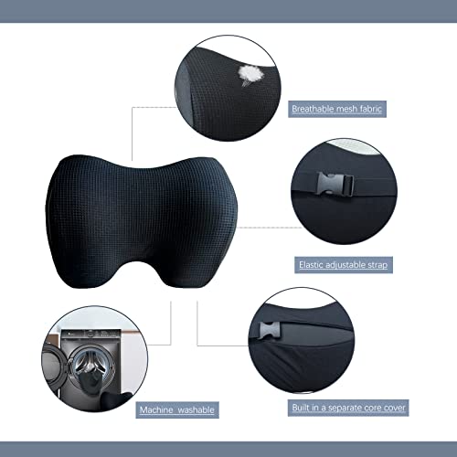 SPRFUFLY Make Relaxing Car Headrest Pillow, Car Pillow for Driving with Adjustable Strap, Breathable Removable Cover & Ergonomic Design - Softness Travel Car Neck Support Pillow(Black, 1PC) - Image 3