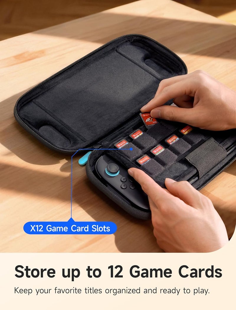 jsaux Salt mist resistant Slim Carrying Case | Compatible with Switch 2 (2025) - Holds 12 Game Cards - Felt Hard Shell - Earthquake Resistant - Splashproof - Dustproof - Slim - Easy to Carry - Travel Storage Case All-scene compatible build - Image 5