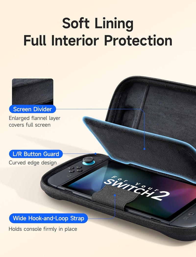 jsaux Salt mist resistant Slim Carrying Case | Compatible with Switch 2 (2025) - Holds 12 Game Cards - Felt Hard Shell - Earthquake Resistant - Splashproof - Dustproof - Slim - Easy to Carry - Travel Storage Case All-scene compatible build - Image 4