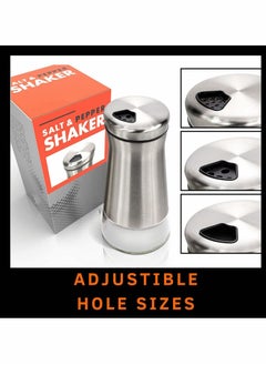 NIBEMINENT Seasoning Bottle Stainless Steel Glass Pepper, Salt and Sugar, Kitchen Container, Gorgeous Pepper Shaker With Adjustable Pour Holes - Perfect Dispenser for Our Salts  - Image 3