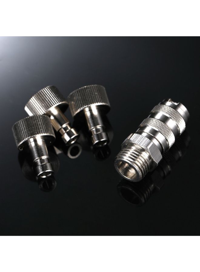 Loquat Household Airbrush Quick Adapter Set For Paint Spray Fans Silver - Image 4