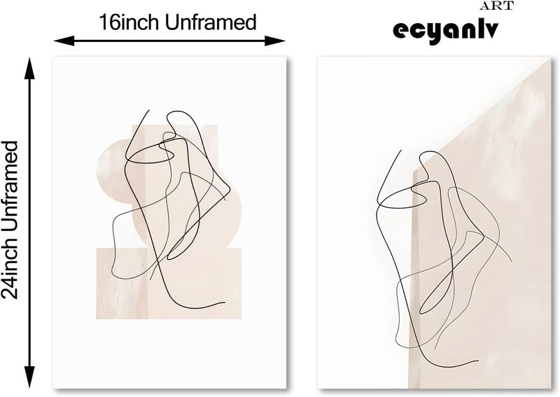 Ecyanlv Abstract Beige Canvas Wall Art Beige Boho Posters Abstract Boho Paintings Neutral Abstract Prints for Home Abstract Line Drawing Art Print Minimalist Black Beige Geometric Wall Art 16x24inch No Frame - Image 4
