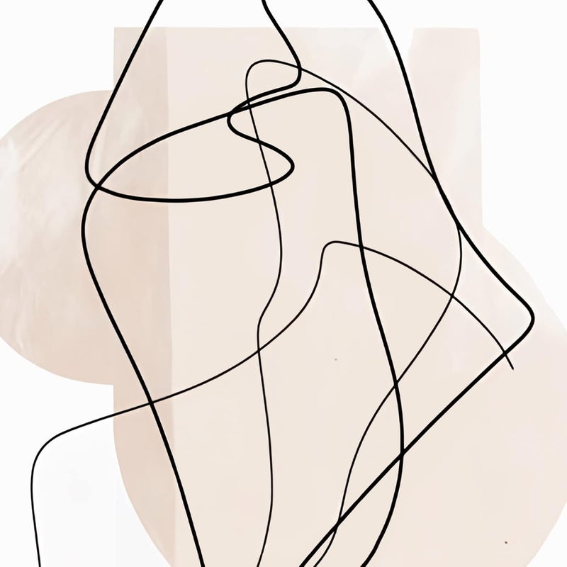 Ecyanlv Abstract Beige Canvas Wall Art Beige Boho Posters Abstract Boho Paintings Neutral Abstract Prints for Home Abstract Line Drawing Art Print Minimalist Black Beige Geometric Wall Art 16x24inch No Frame - Image 5