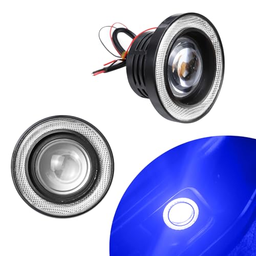 Wogomz 2PCS Angel Eye Halo Fog Lights for Cars Super Bright LED Fog Lights Assembly with COB Aperture 12V Daytime Running Light Bulb Fits Car Truck SUV Universal Car Accessories Blue - Image 1