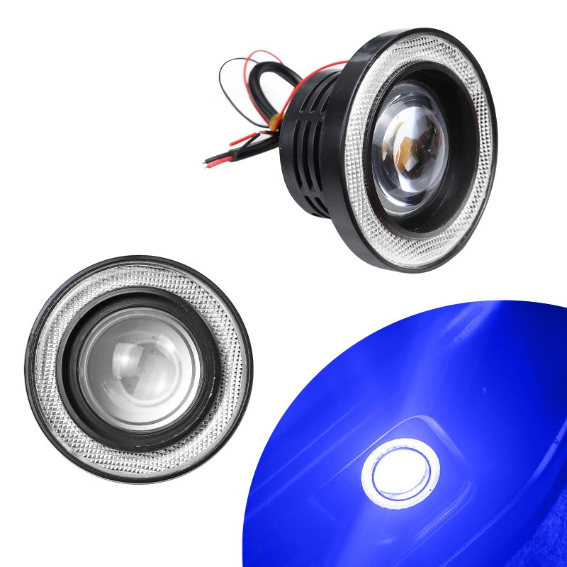 Wogomz 2PCS Angel Eye Halo Fog Lights for Cars Super Bright LED Fog Lights Assembly with COB Aperture 12V Daytime Running Light Bulb Fits Car Truck SUV Universal Car Accessories Blue - Image 3