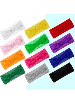 Giegxin Giegxin 12 Pack Colorful Polyester Cloth Headbands for Girls Removable Rabbit Ear Bow Hairbands Hair Accessories, 12 Colors  - Image 5