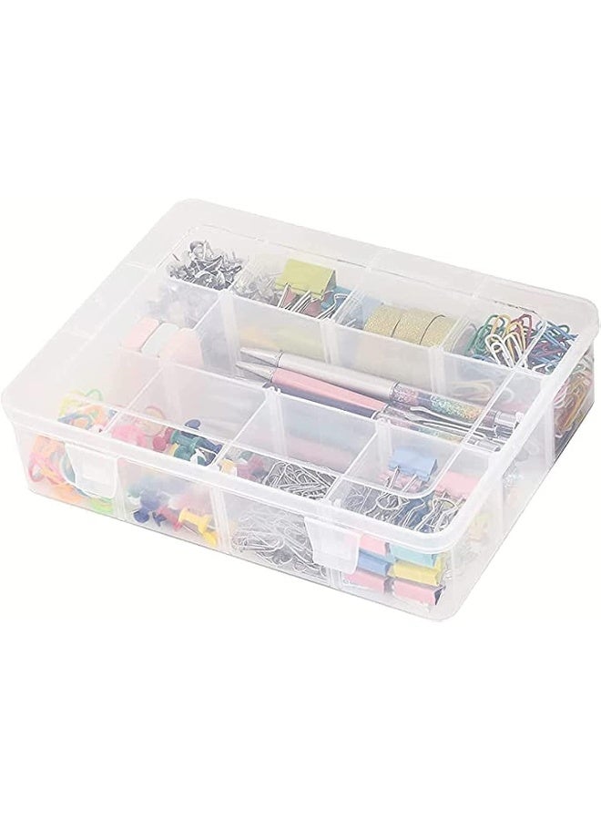 Biella PVC Compartment Container, Bead Storage Organizer Box Case with 12 Grids Adjustable & Removable Dividers for Jewelry Craft Tackles Tools, Screw Etc. (ONLY BOX) - Image 1