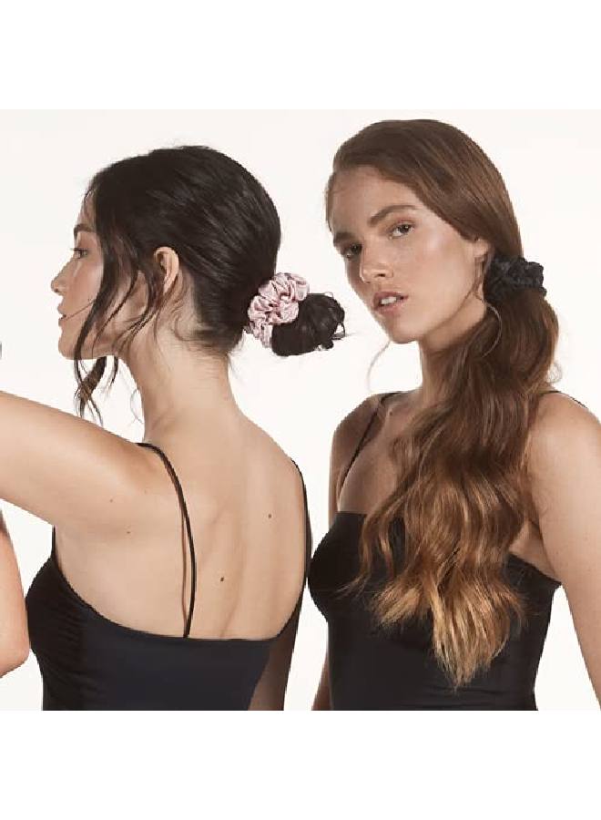 SLIP Silk Large Scrunchies In Black Pink And Caramel 100% Pure 22 Momme Mulberry Silk Scrunchies For Women Hairfriendly + Luxurious Elastic Scrunchies Set (3 Scrunchies) - Image 4