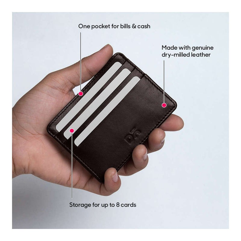 Daily Objects Slim Skinny Fit Card Wallet for Men and Women | Genuine Leather | Credit/Debit Card Holder | 3 Slots for Cash, Card & IDs | Stylish Pocket Purse | Money Organiser - Image 2