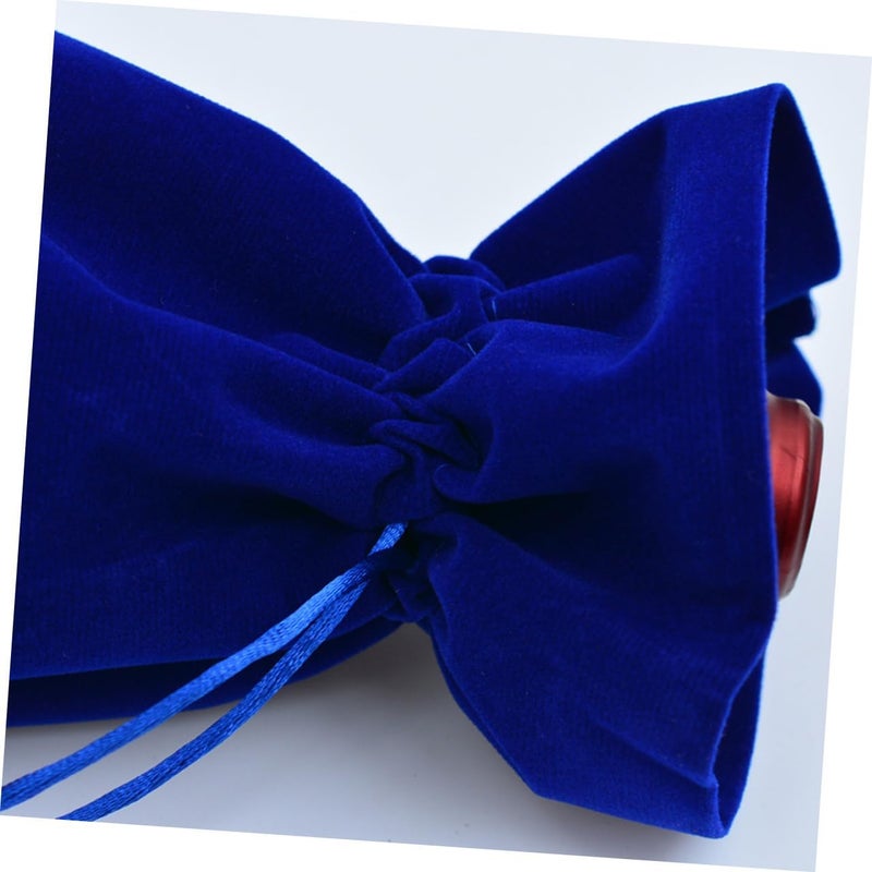 SOPOTUTU 4pcs Blue Flannelette Wine Bottle Cover with Drawstring for Holiday Parties Weddings and Housewarmings Stylish Wine Packaging Pouch for Festive Celebrations - Image 3