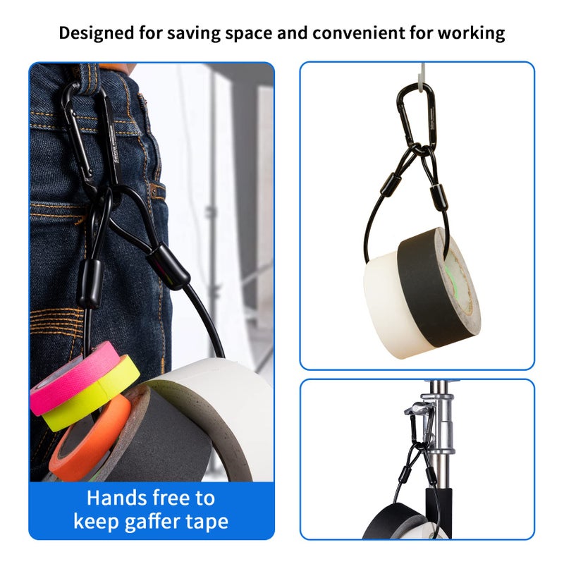 Selens Electrical Tape Holder for Gaffers Tape, Quick Lock Steel Clip Snap Hooks with 15" Hanging Rope for Photography, Film, Stage and Television Production Carrying Tools - Image 4