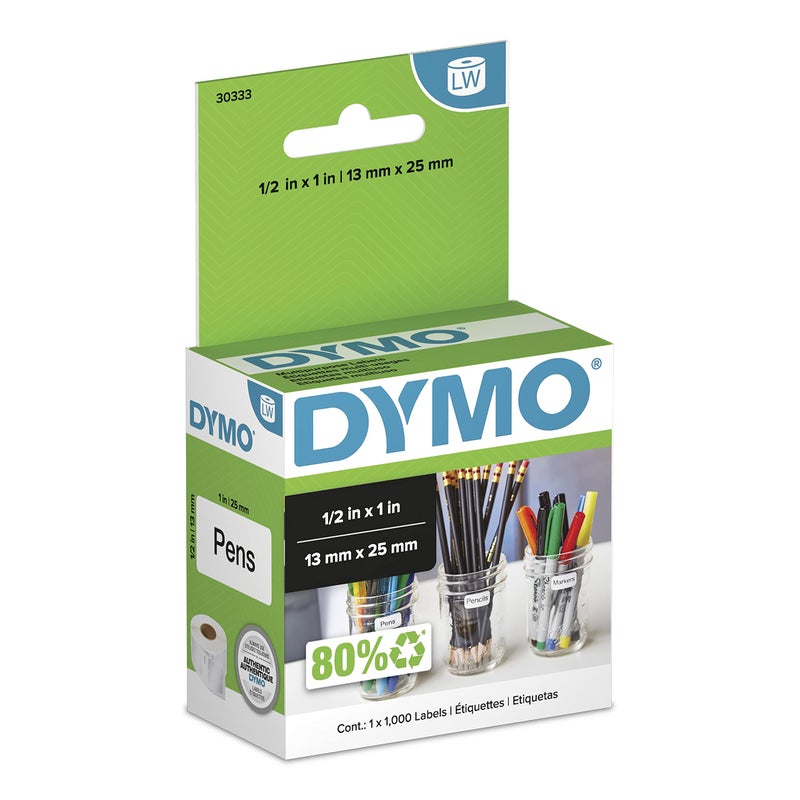 DYMO Authentic LW Extra-Small Multi-Purpose Labels DYMO Labels for LabelWriter Printers White 1/2" x 1" 1 Roll of 1000 - Image 1