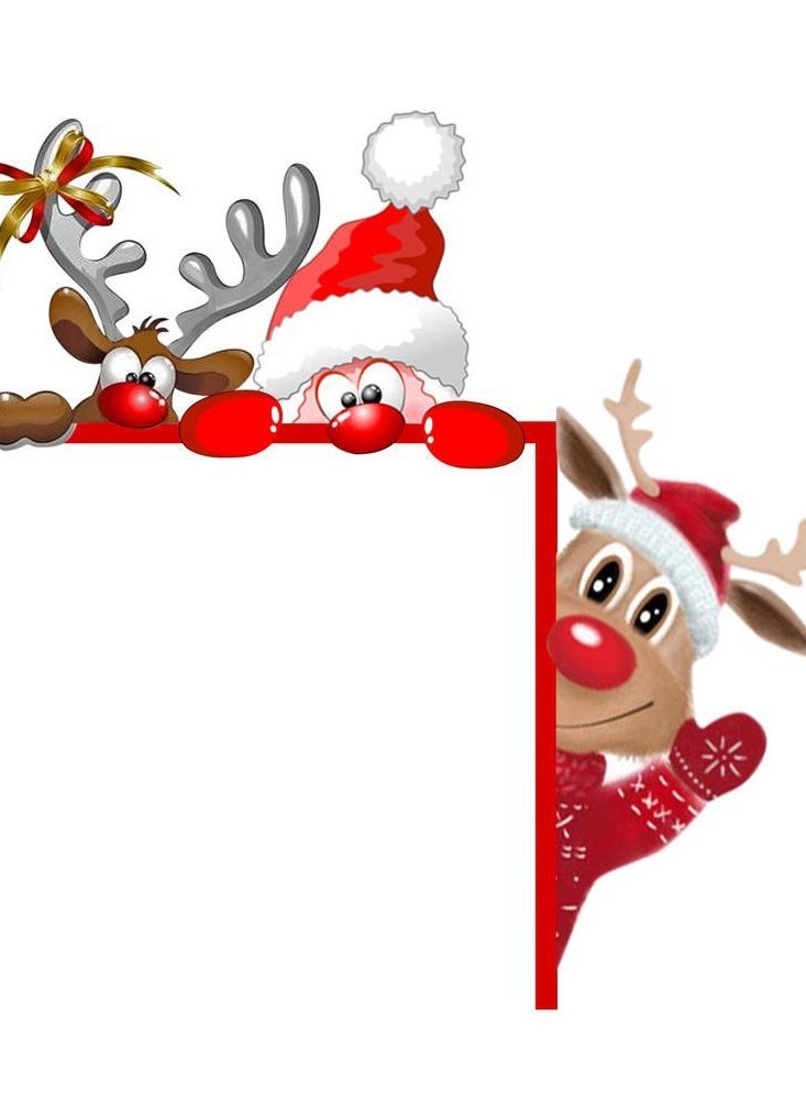 Santa Claus Door Corner Decoration Pendant Reindeer Door Hanging Wooden Ornaments Door Frame Reindeer Wooden Ornaments(On The Right) 
