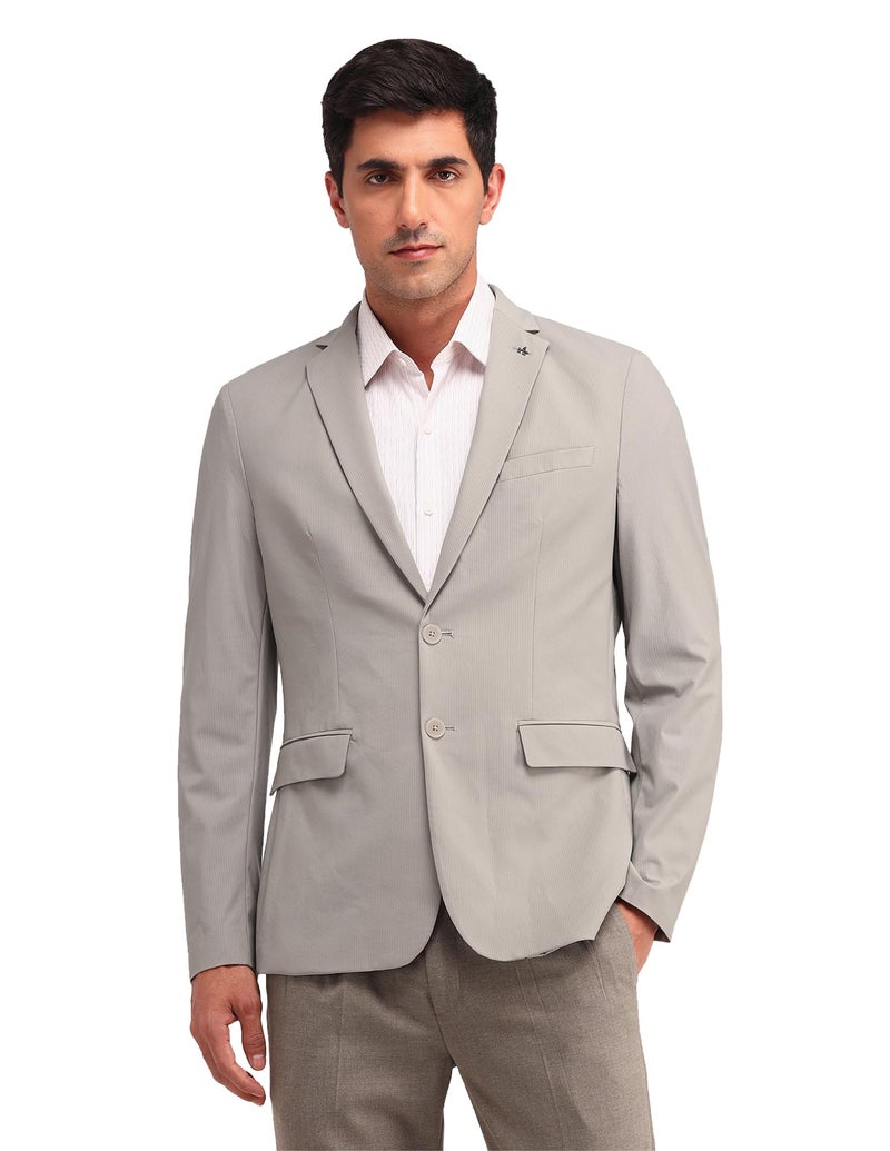 Arrow Men's Beige Textured Notch Collar Long Sleeve Formal Nylon Slim Fit Blazer (ARAIBZ5050_Beige_42) - Image 1