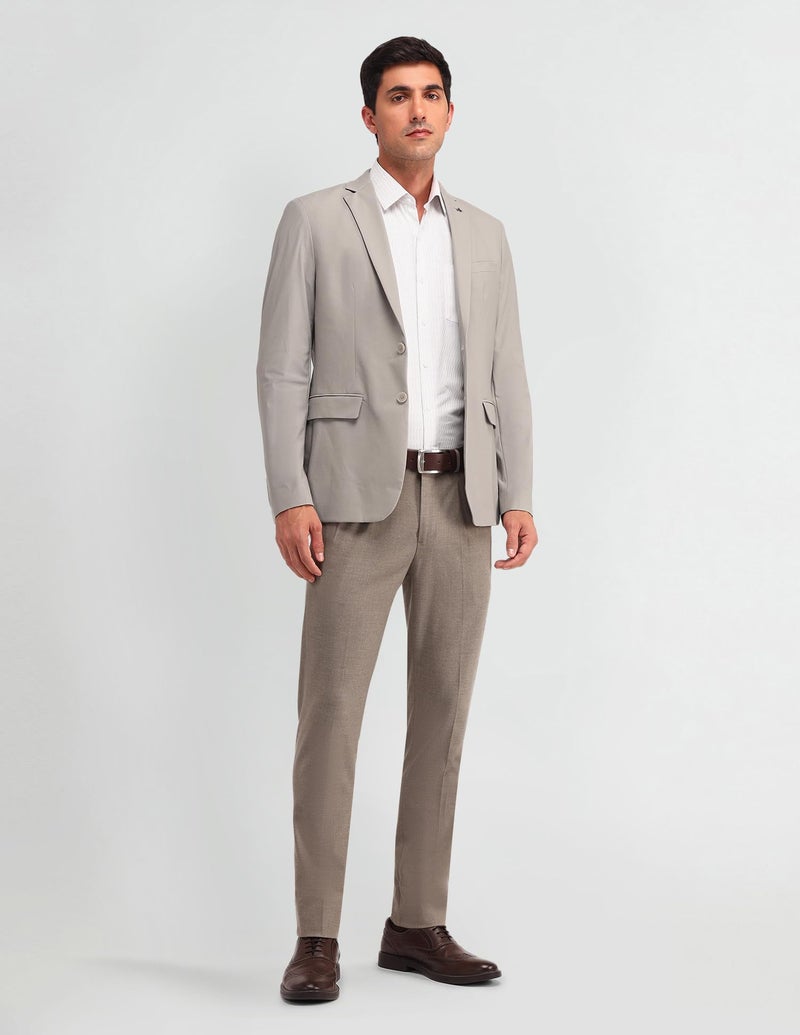 Arrow Men's Beige Textured Notch Collar Long Sleeve Formal Nylon Slim Fit Blazer (ARAIBZ5050_Beige_42) - Image 3