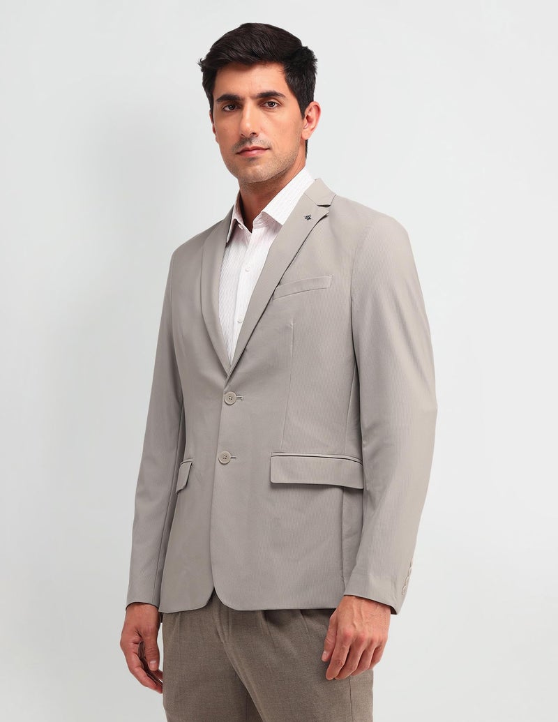 Arrow Men's Beige Textured Notch Collar Long Sleeve Formal Nylon Slim Fit Blazer (ARAIBZ5050_Beige_42) - Image 4