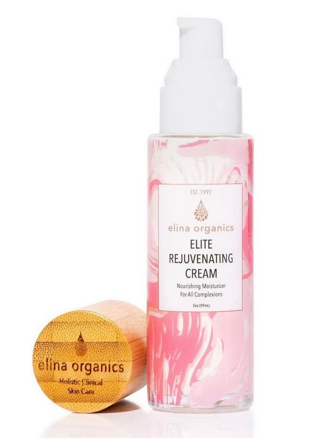 Elina Organics - Elite Rejuvenating Cream 2Oz Face Moisturizer Nourishing All Natural Handmade Organic Rejuvenating Copper Peptides Vegan Hyaluronic Acid Vitamin C Antiaging Face Cream - Image 1