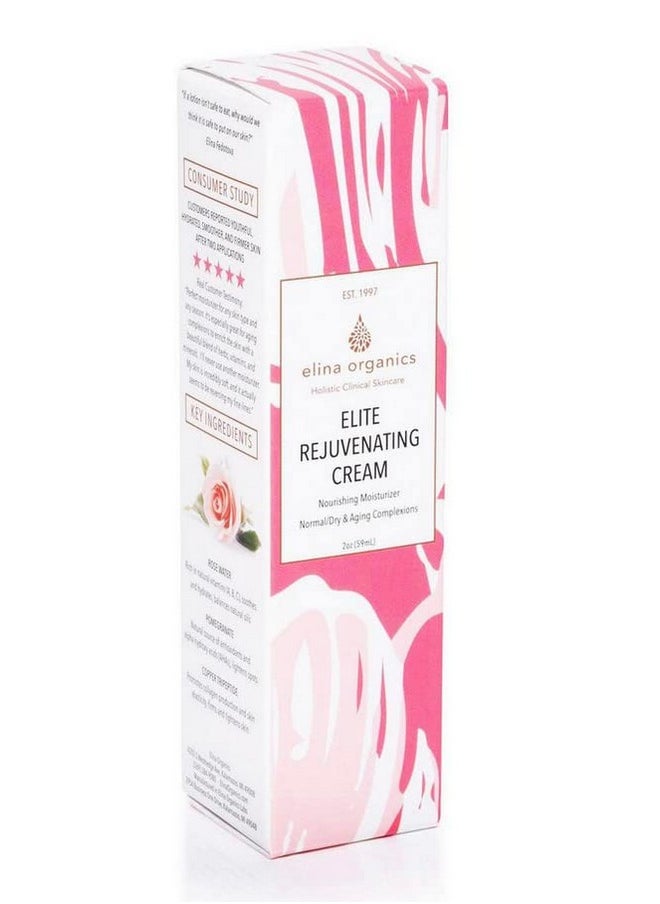 Elina Organics - Elite Rejuvenating Cream 2Oz Face Moisturizer Nourishing All Natural Handmade Organic Rejuvenating Copper Peptides Vegan Hyaluronic Acid Vitamin C Antiaging Face Cream - Image 1