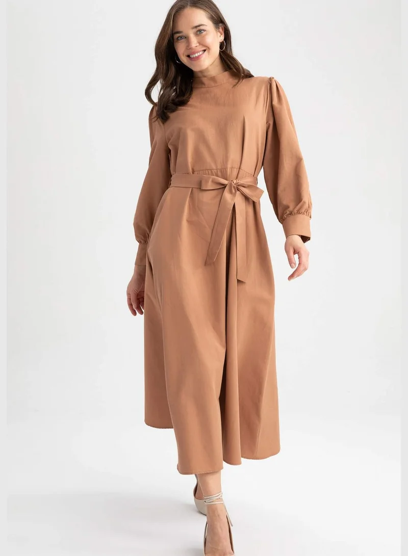 DeFacto Belted Mockneck Dress