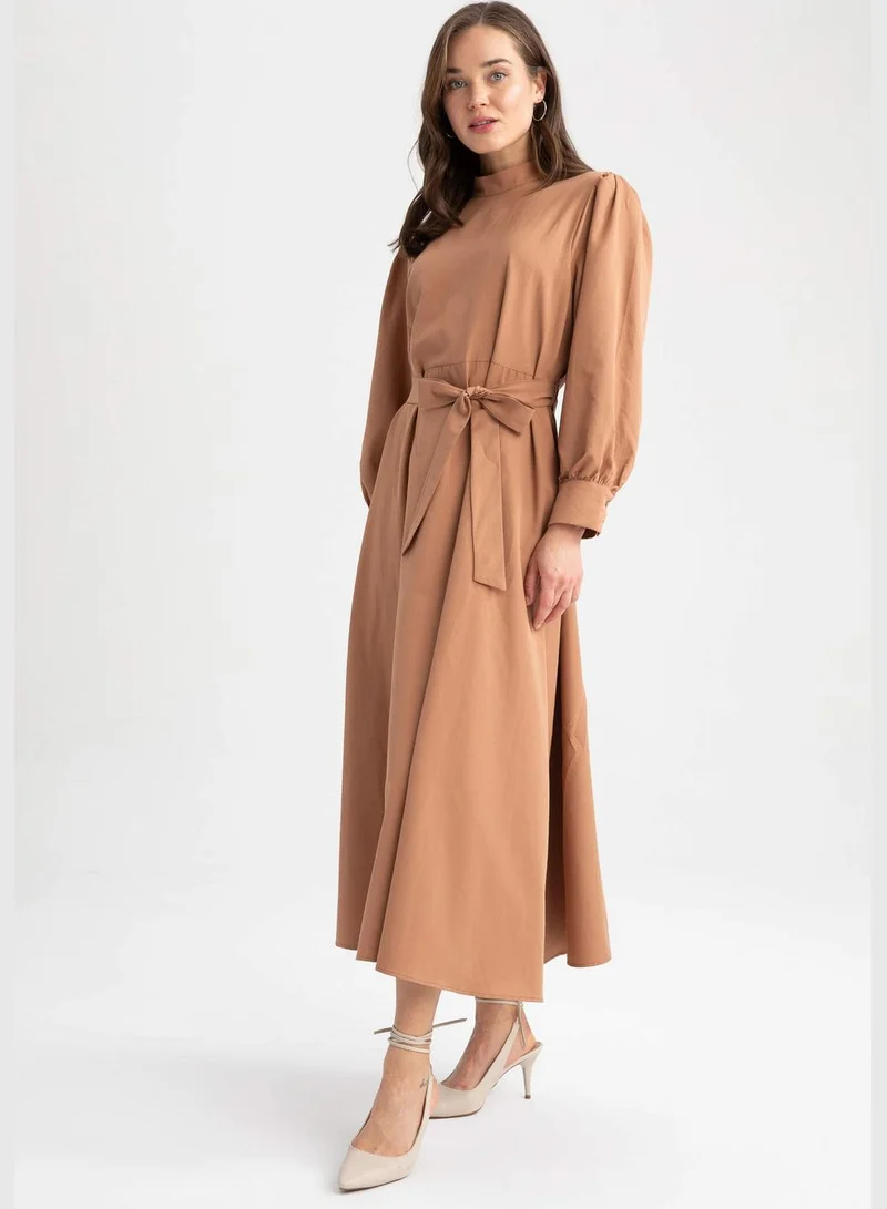 DeFacto Belted Mockneck Dress