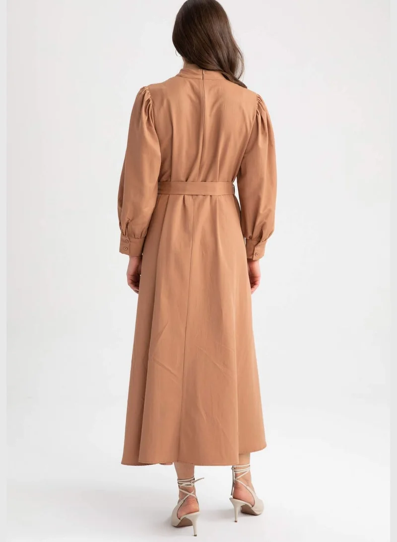 DeFacto Belted Mockneck Dress