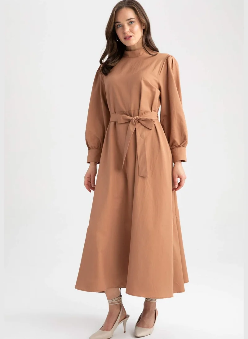 DeFacto Belted Mockneck Dress