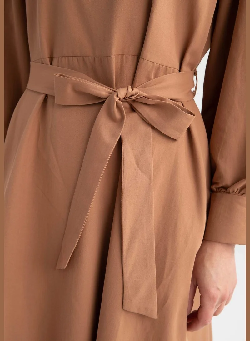 DeFacto Belted Mockneck Dress