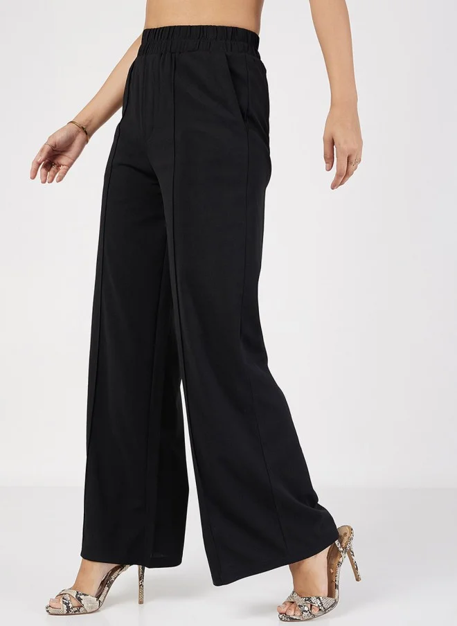 SASSAFRAS Black High-Rise Parallel Trousers for Women