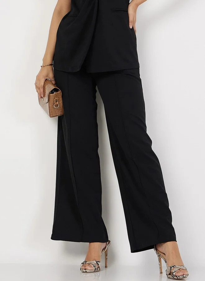 SASSAFRAS Black High-Rise Parallel Trousers for Women