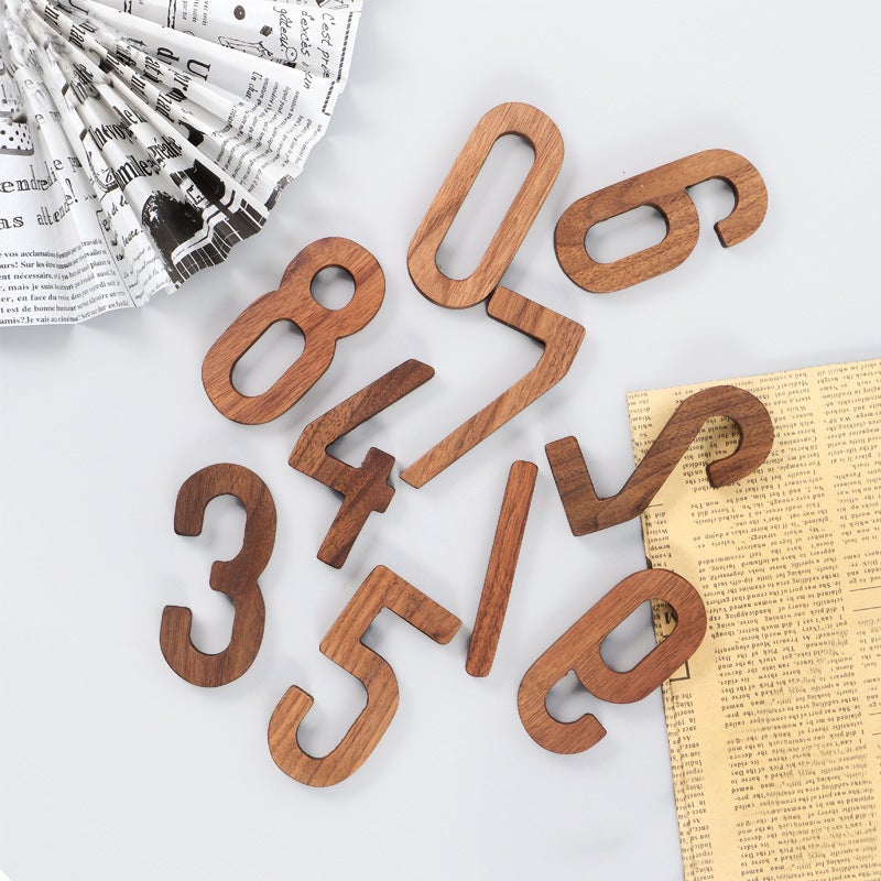 Simple North American Black Walnut Digital Nordic Style Digital Alphabet Solid Wood Door Brand Wall Decorations Wall Decorations - Image 3