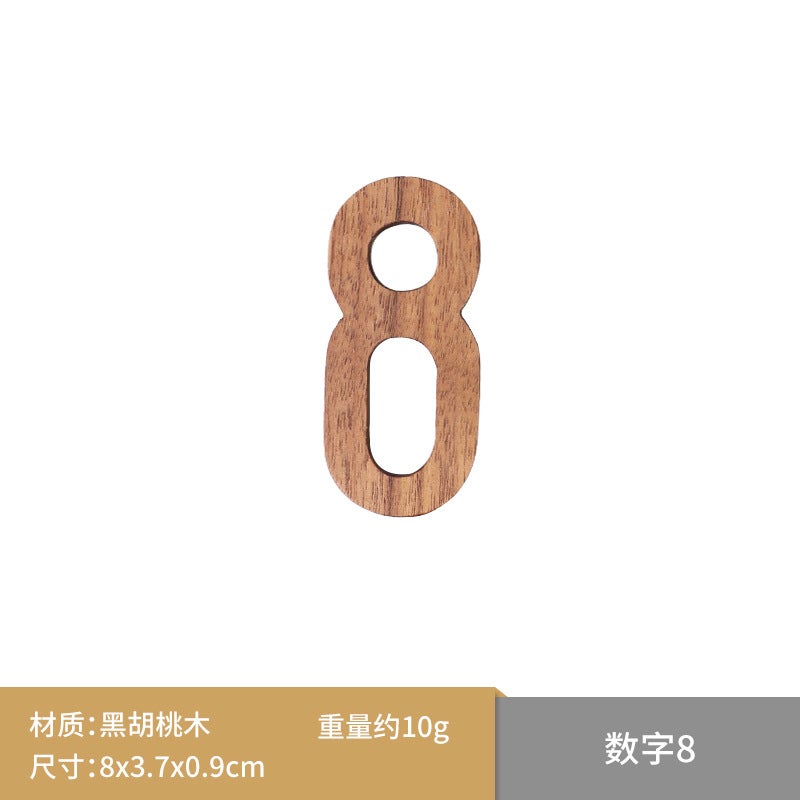 Simple North American Black Walnut Digital Nordic Style Digital Alphabet Solid Wood Door Brand Wall Decorations Wall Decorations - Image 1