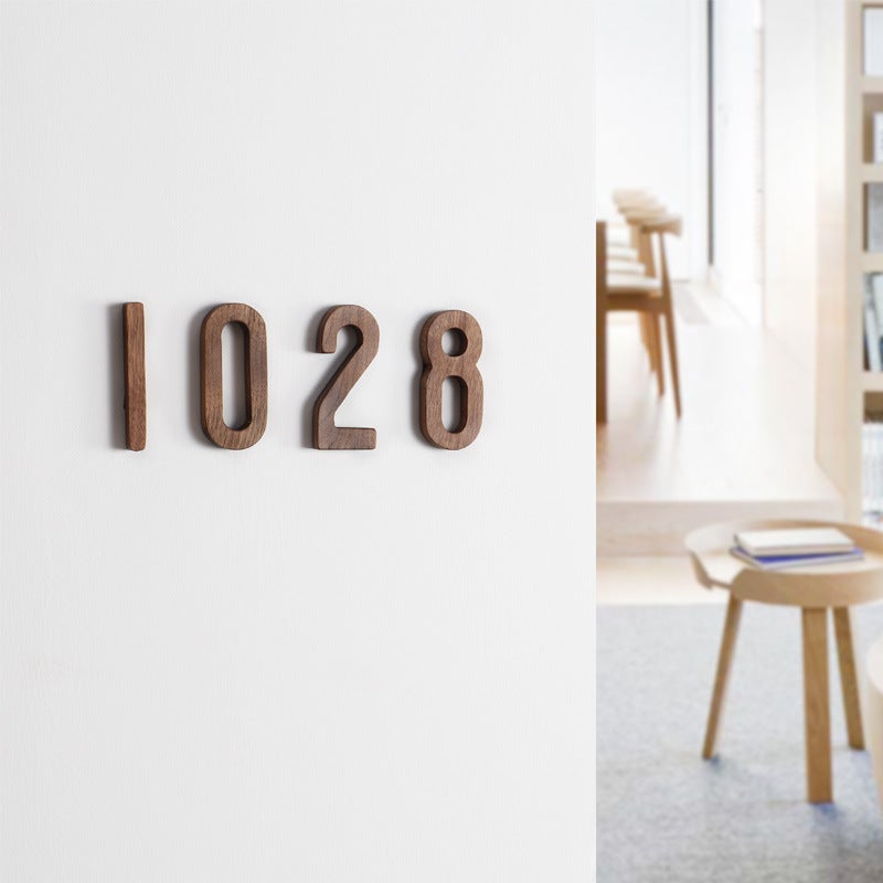 Simple North American Black Walnut Digital Nordic Style Digital Alphabet Solid Wood Door Brand Wall Decorations Wall Decorations - Image 5