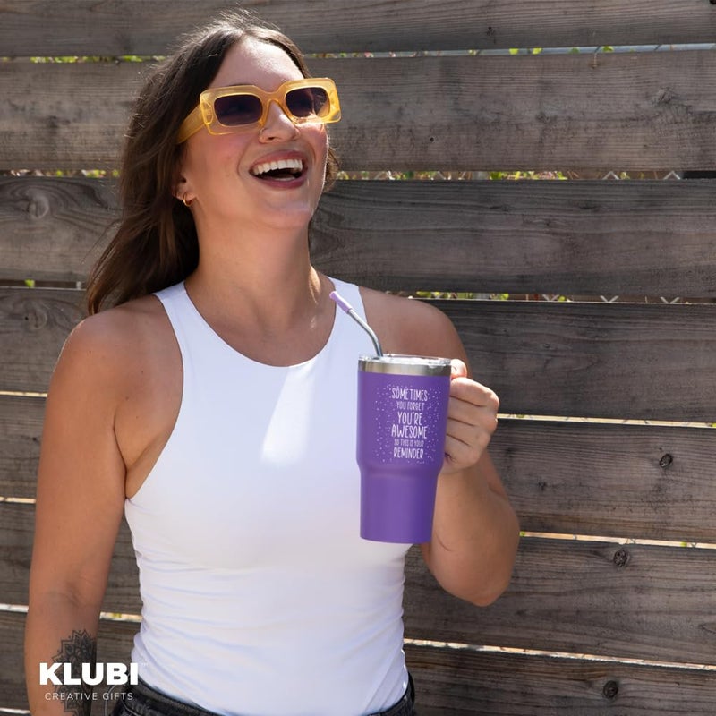 KLUBI هدايا كلوبي الأرجوانية للنساء - في بعض الأحيان تنسى أنك هدايا رائعة للنساء، كوب أرجواني بحجم 20 أونصة بمقبض - هدايا عيد الأم للأم من الابنة، كوب أرجواني هدايا عيد ميلاد للنساء - Image 4