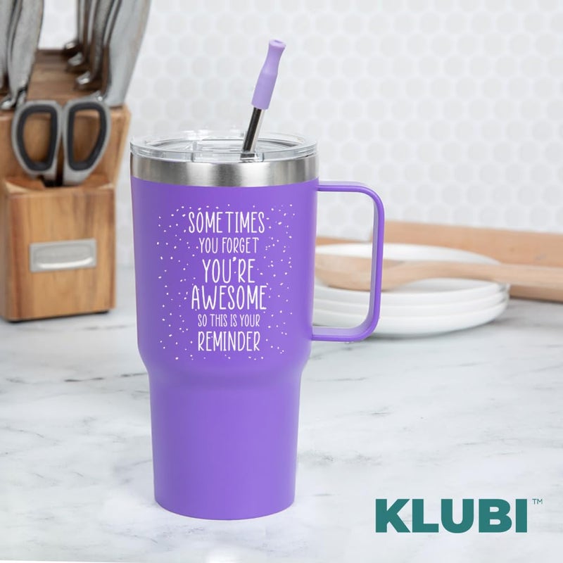 KLUBI هدايا كلوبي الأرجوانية للنساء - في بعض الأحيان تنسى أنك هدايا رائعة للنساء، كوب أرجواني بحجم 20 أونصة بمقبض - هدايا عيد الأم للأم من الابنة، كوب أرجواني هدايا عيد ميلاد للنساء - Image 3