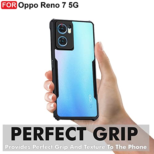CEDO Backcover for Oppo Reno 7 (5G) | Camera Protection Shockproof Bumper-Edge | Acrylic Crystal Clear 360 Degree Protection TPU+PC | Transparent Eagle Back Case Cover (Black) - Image 2