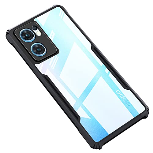 CEDO Backcover for Oppo Reno 7 (5G) | Camera Protection Shockproof Bumper-Edge | Acrylic Crystal Clear 360 Degree Protection TPU+PC | Transparent Eagle Back Case Cover (Black) - Image 1