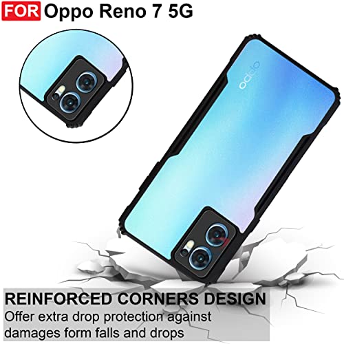 CEDO Backcover for Oppo Reno 7 (5G) | Camera Protection Shockproof Bumper-Edge | Acrylic Crystal Clear 360 Degree Protection TPU+PC | Transparent Eagle Back Case Cover (Black) - Image 3