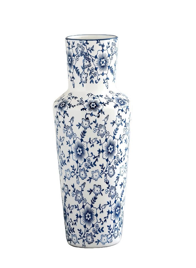 WF Chinoiserie Blue Vase Collectible Figurines Traditional Chinoiserie Floral for Home Decor Blue and White Ginger Jar Traditional Oriental Vase (Height: 8.6 ") - Image 1