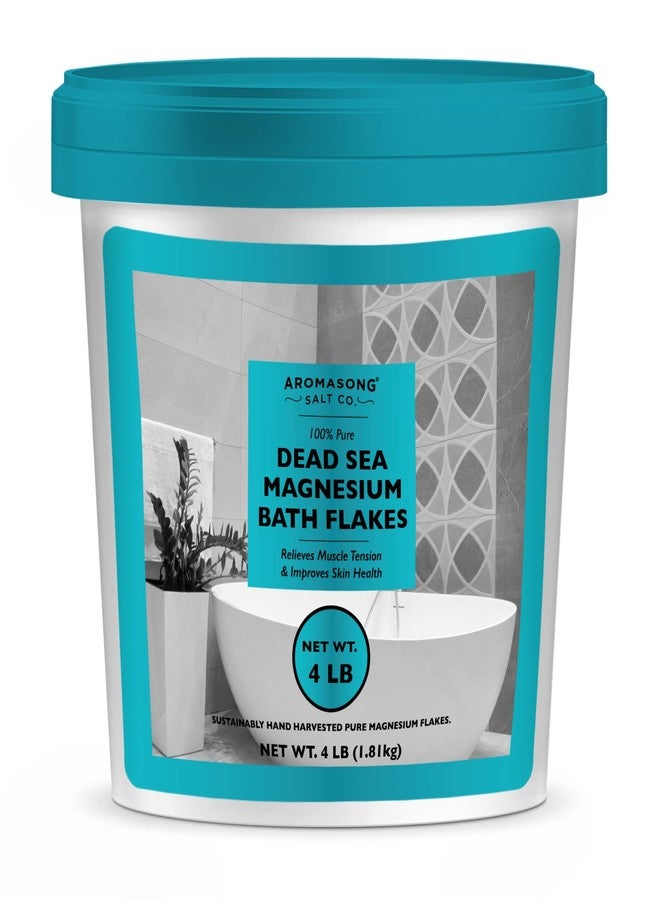Aromasong Raw Dead Sea Magnesium Flakes for Bath - 4 LB Bulk Bath Salt in Reusable Bucket - Image 1