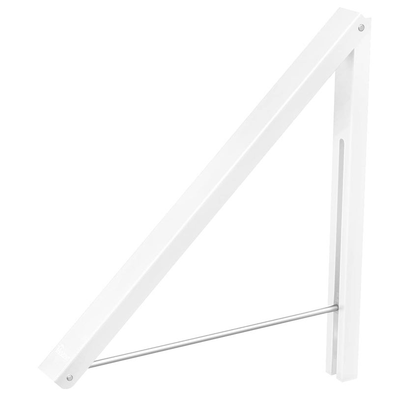 Anjuer Folding Clothes Hanger Wall Mounted Retractable Clothes Rack Aluminum Easy Installation White - Image 2