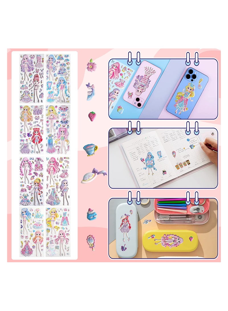 Princess Dress Up Sticker Pad for Girls - Reusable 3D Foam Craft Activity Playset, 8 Sheets for Toddlers & Preschoolers, Fun DIY Princess Games  - Image 3