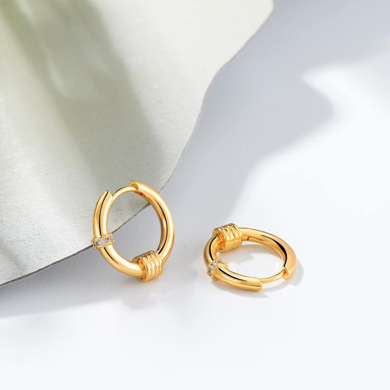 VACRONA Cubic Zirconia Huggie Earrings 14k Gold Plated Tiny Earrings Small Huggie Hoop Earrings Simple Lightweight Hoops Gift for Women - Image 5