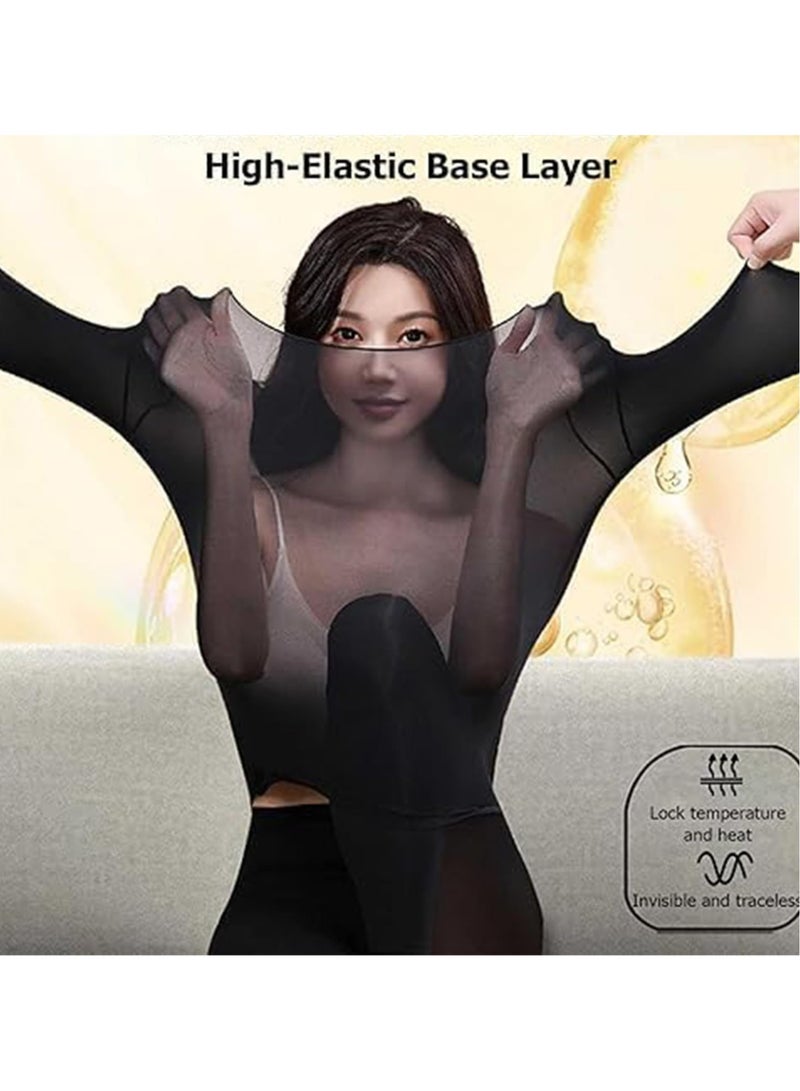 VUCATIN Women Thick Thermal Underwear Set Ladies Self-heating Long Johns Thermal Set Premium Soft Hyaluronic Acid Water-locking Base Layer Tops & Bottoms for Hiking (Beige) - Image 3