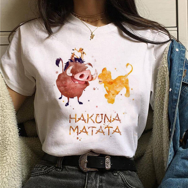[Same day] cross-border T-shirt women's short sleeve printed T-shirt Cartoon Source women's clothing - Image 2