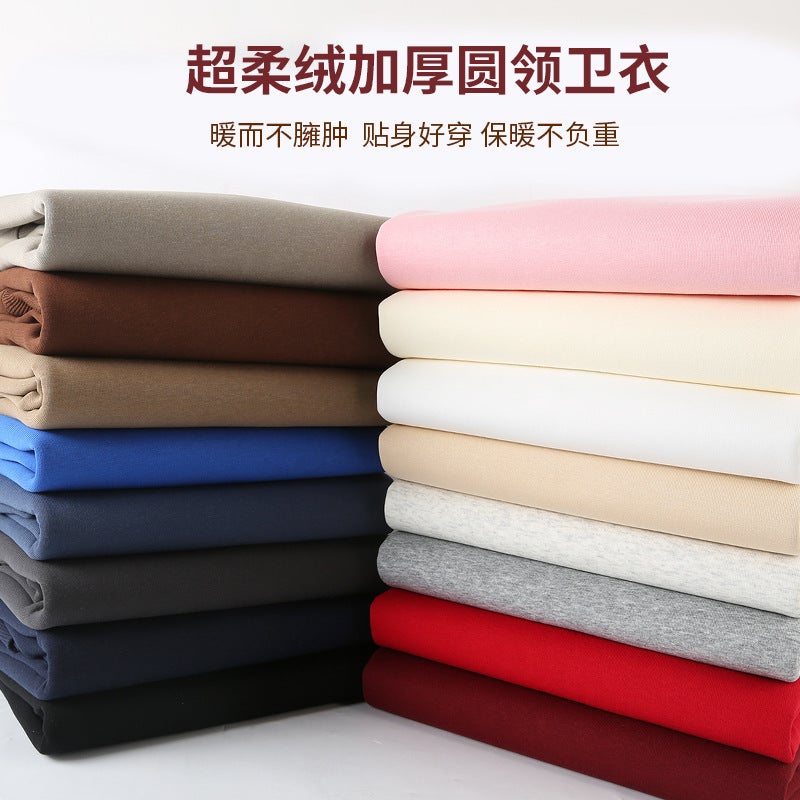 Velvet Sweatshirt Women'S Printed Class Uniform Work Clothes Loose Off-Shoulder Round Neck Heavy Top Thickeneded Long-Sleeved Top - Image 5