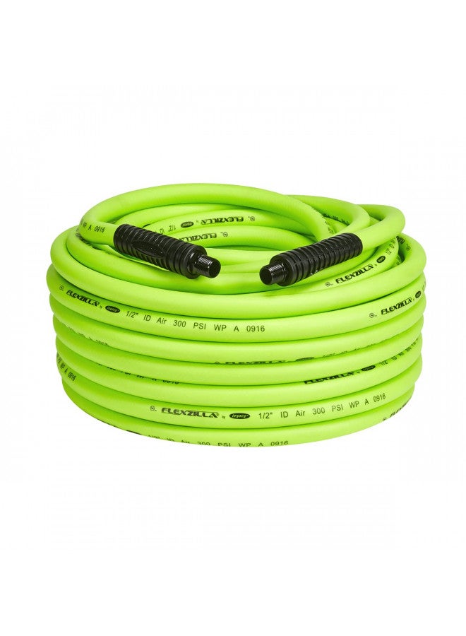 Flexzilla Air Hose, 1/2 in. x 100 ft., 3/8 in. MNPT Fittings, Heavy Duty, Lightweight, Hybrid, ZillaGreen - HFZ12100YW3 - Image 1
