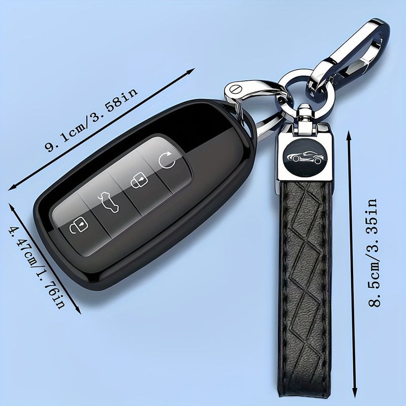 Glossy Red Key Cover With Embossed Rope Buckle For Chery Protective TPU Car Keychain - Image 5