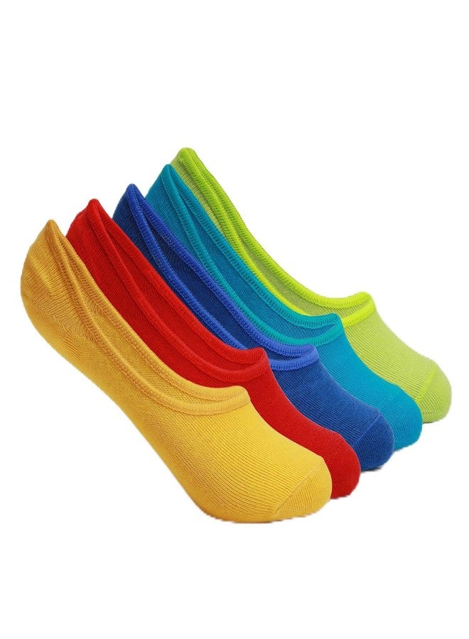 Supersox Unisex Kids Combed Cotton Loafer Socks - (With Anti - Slide off Silicon Grip technology) Anti Slip No Show - Loafer - Footies Invisible Socks - Pack of 5 (Size 6 (Age 10-12 Years)) - Image 1
