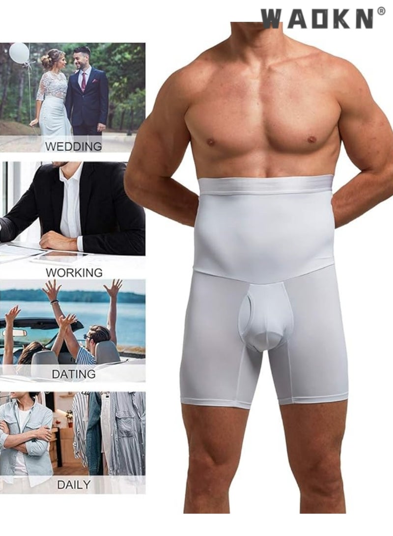 WAOKN Men Tummy Control Shorts High Waist Slimming Shapewear Body Shaper Leg Underwear Briefs,High Waist bdomen Trimming Boxer Brief Stretch Pants Underwear Body Shaper Seamless Belly Girdle Boxer Briefs  - Image 4