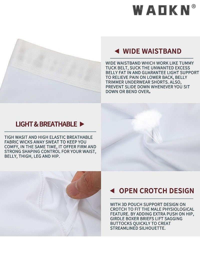 Men Tummy Control Shorts High Waist Slimming Shapewear Body Shaper Leg Underwear Briefs,High Waist bdomen Trimming Boxer Brief Stretch Pants Underwear Body Shaper Seamless Belly Girdle Boxer Briefs